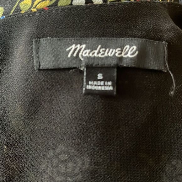 Madewell Sheer-Sleeve Ruffle Peplum Top in Finch Floral. Small. - Picture 10 of 10